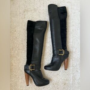 Club Monaco Black and Brown Heeled Boots